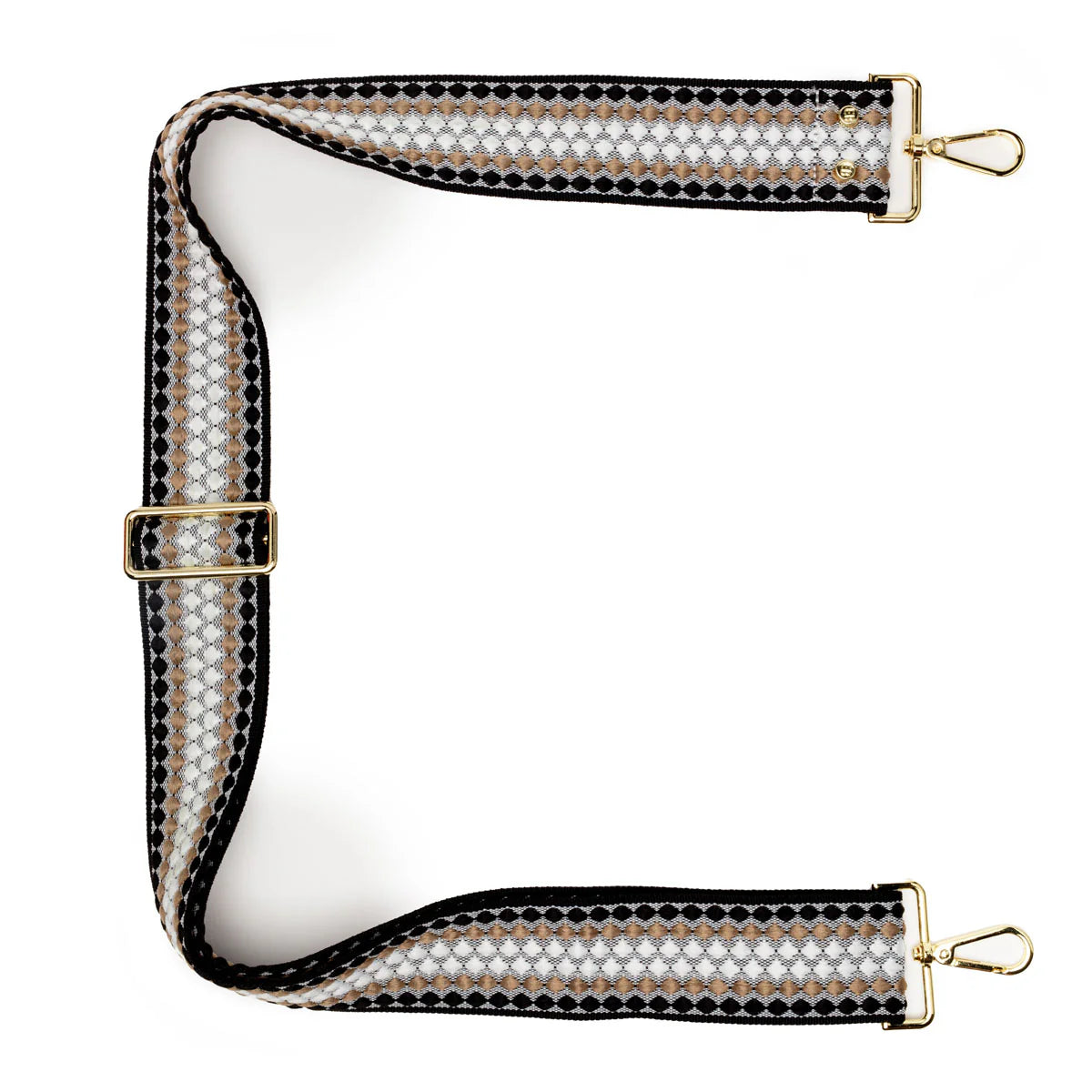 Elie Beaumont Wide Bag Strap Black Sand Geometric