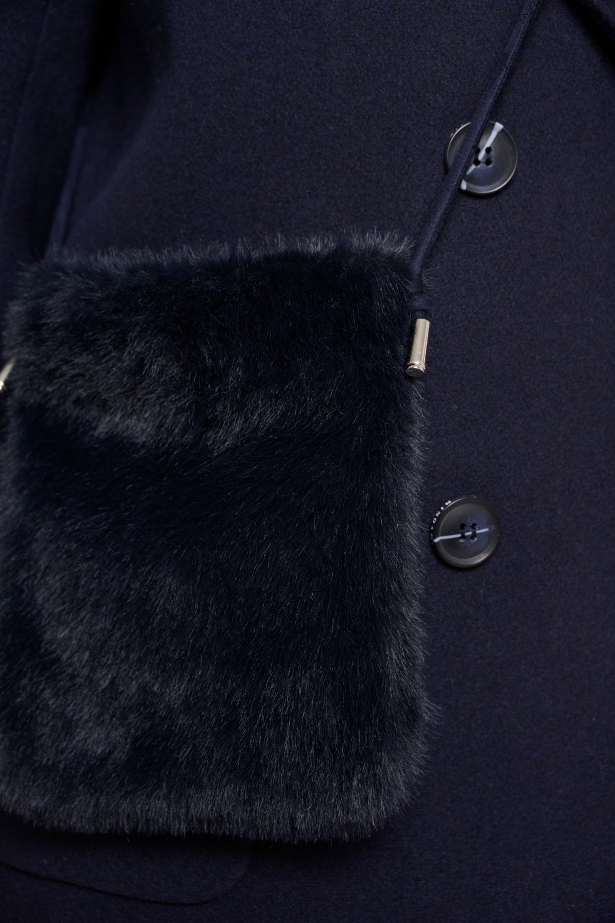 Rino & Pelle Blees Faux Fur Crossbody Bag in Dark Navy