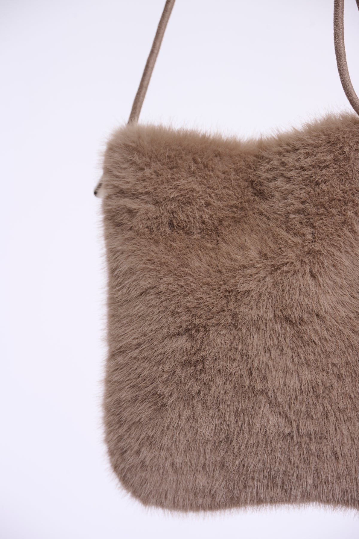 Rino & Pelle Blees Faux Fur Crossbody Bag in Mocha Latte