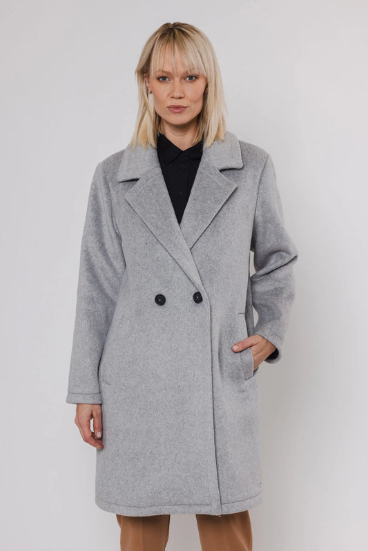 Bonne Double Breasted Coat in Light grey