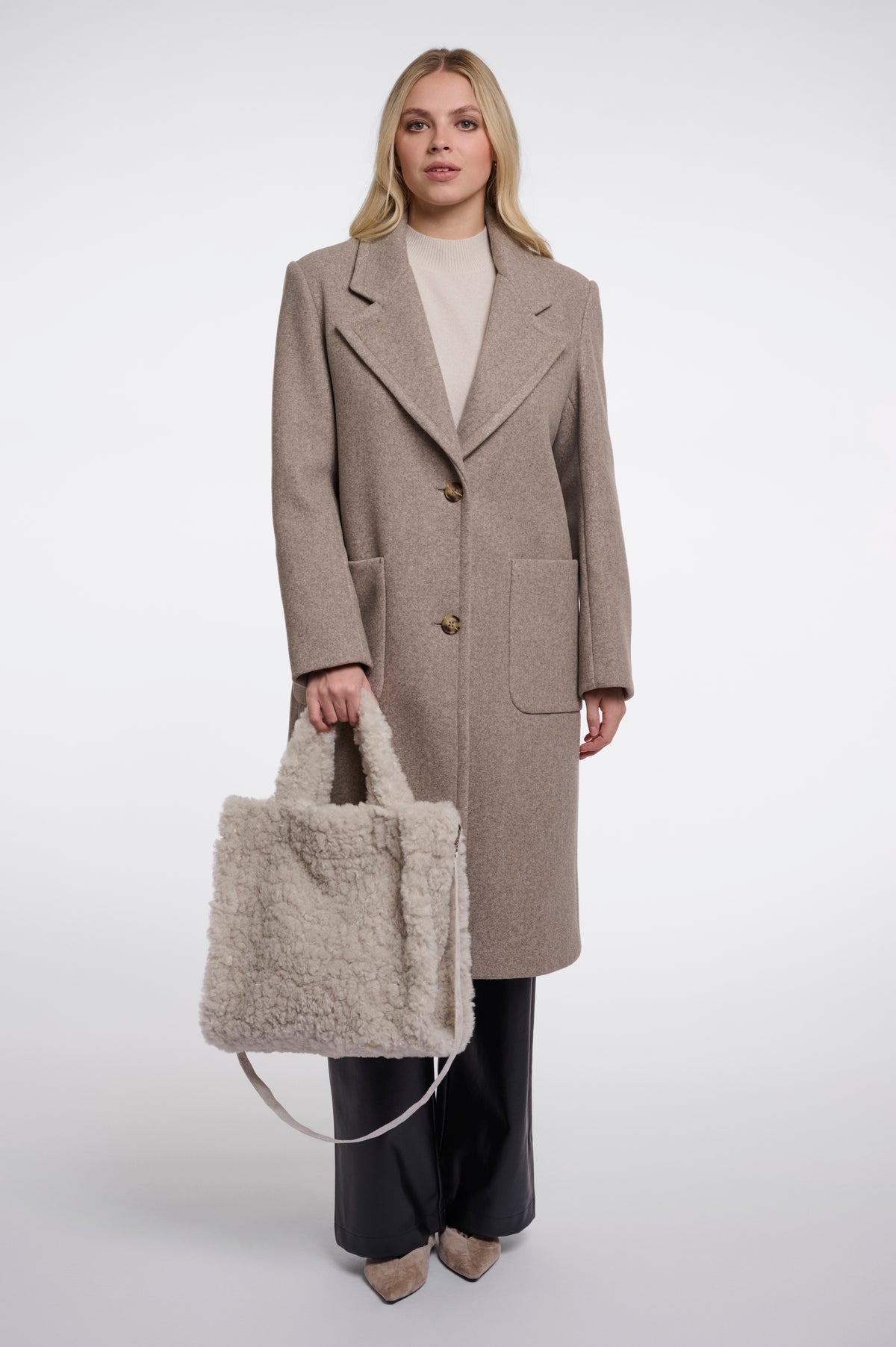 Rino & Pelle Brax Small Faux Fur Shopper in Birch