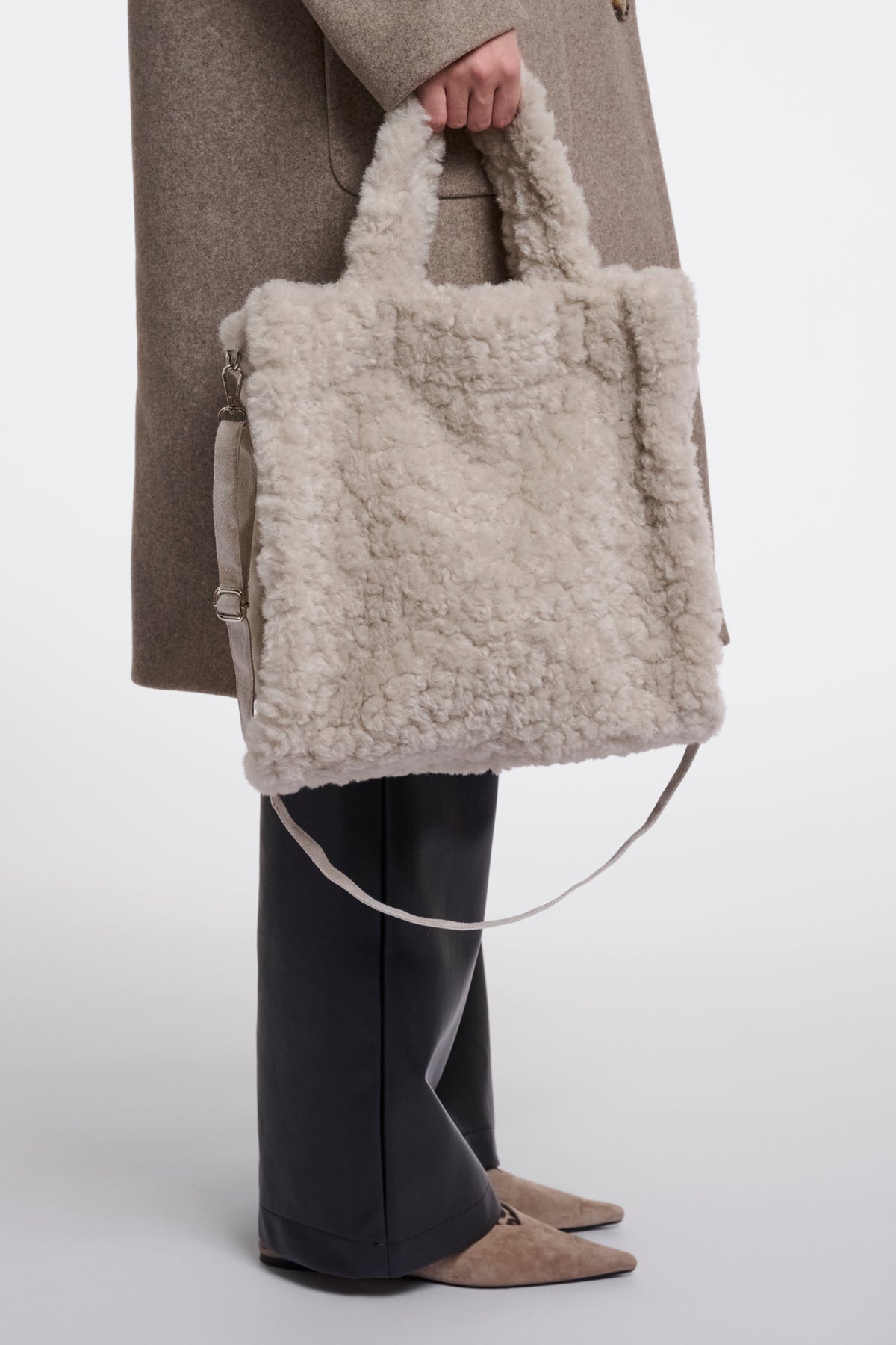 Rino & Pelle Brax Small Faux Fur Shopper in Birch