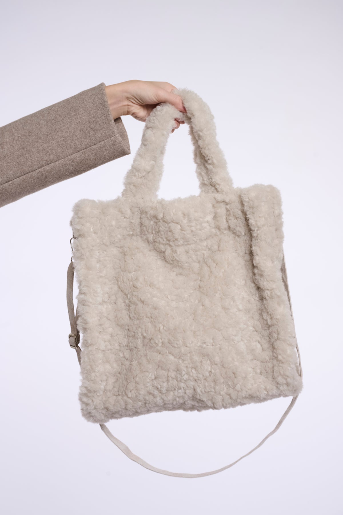 Rino & Pelle Brax Small Faux Fur Shopper in Birch