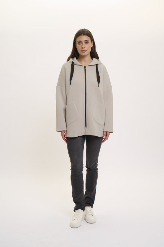Bray Hooded Coat in Fog Grey