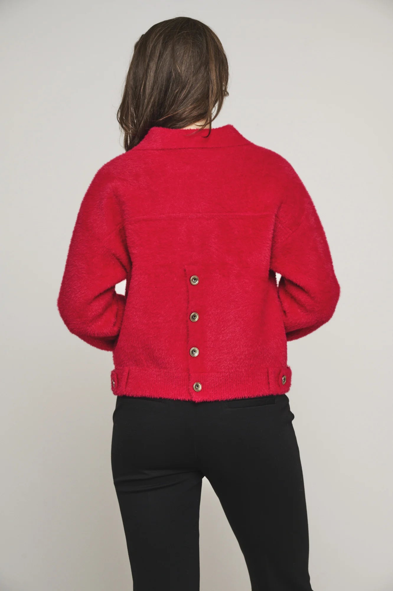 Bubbly Boxy Jacket in Red Berry