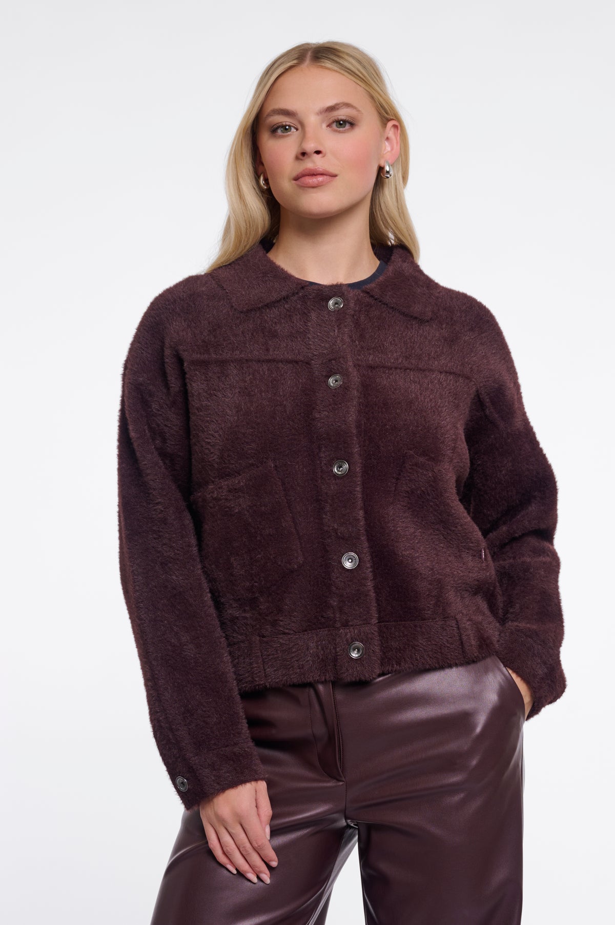Rino & Pelle Bubbly Boxy Jacket in Fudge Cloak