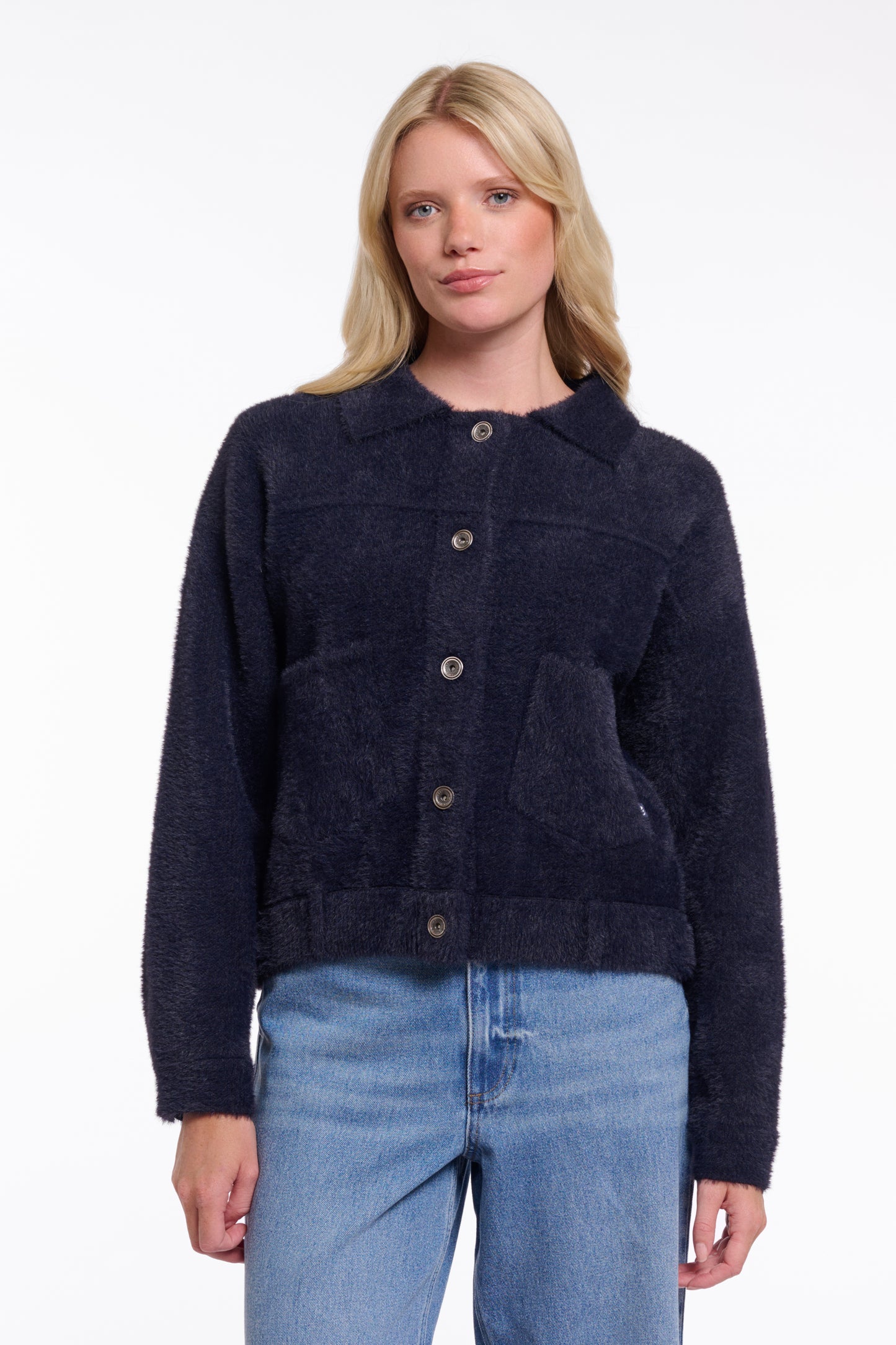 Rino & Pelle Bubbly Boxy Jacket in Dark Navy