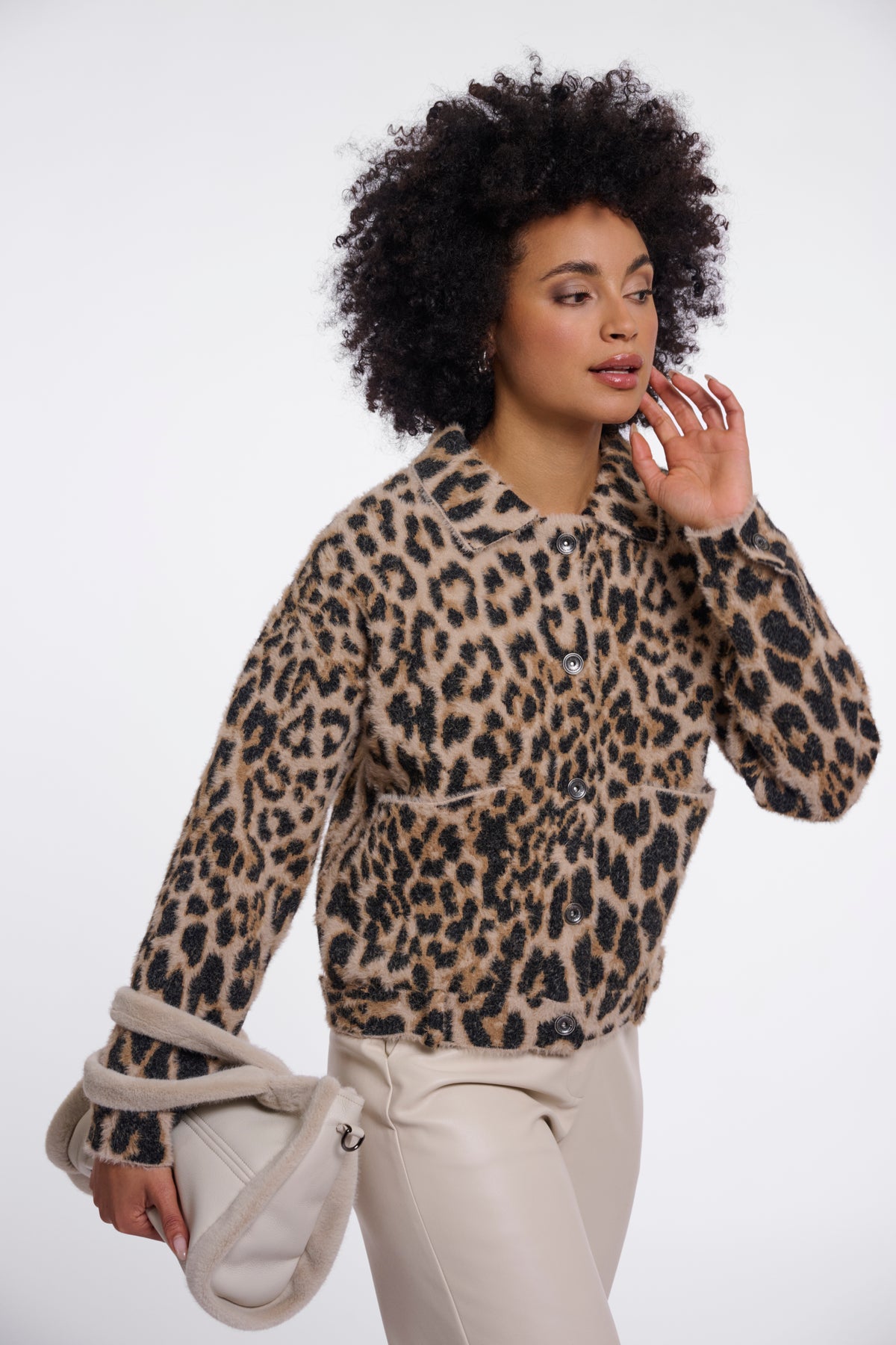 Rino & Pelle Bubbly Boxy Jacket in Light Leopard