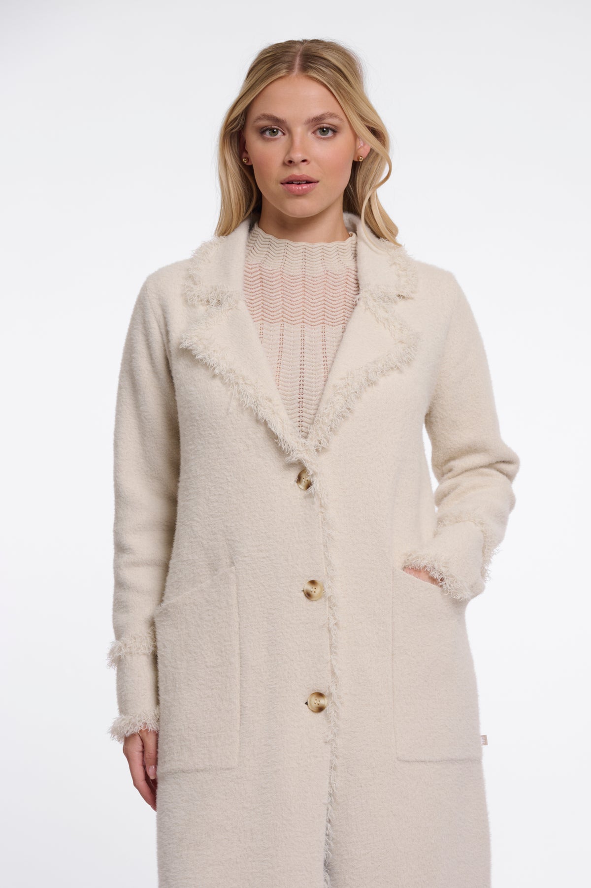 Rino & Pelle Catena Fringed Cardigan in Birch