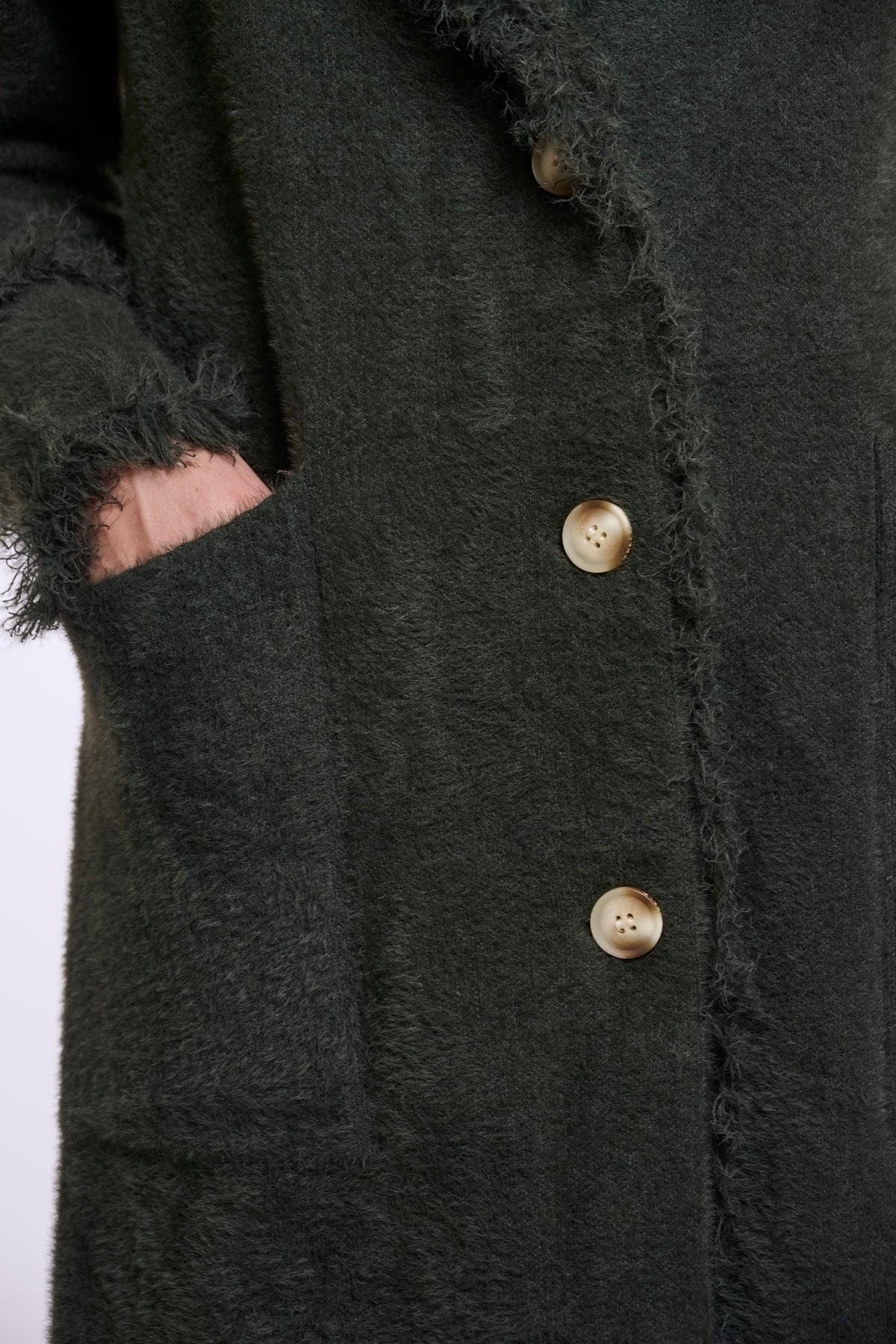 Rino & Pelle Catena Fringed Cardigan in Hunter Green