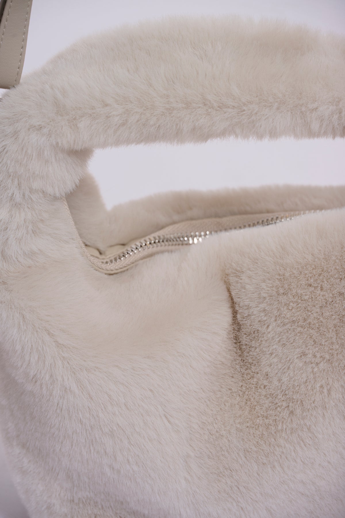 Rino & Pelle Cheryl Small Faux Fur Crossbody Bag in Birch
