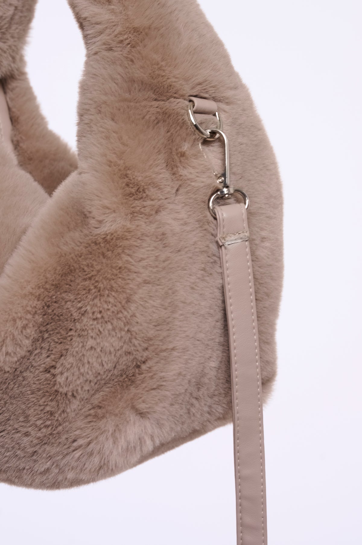 Rino & Pelle Cheryl Small Faux Fur Crossbody Bag in Mocha Latte