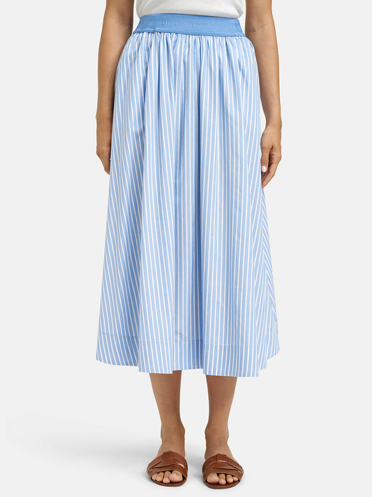 Milano Midi Skirt in Cornflower Blue Stripe