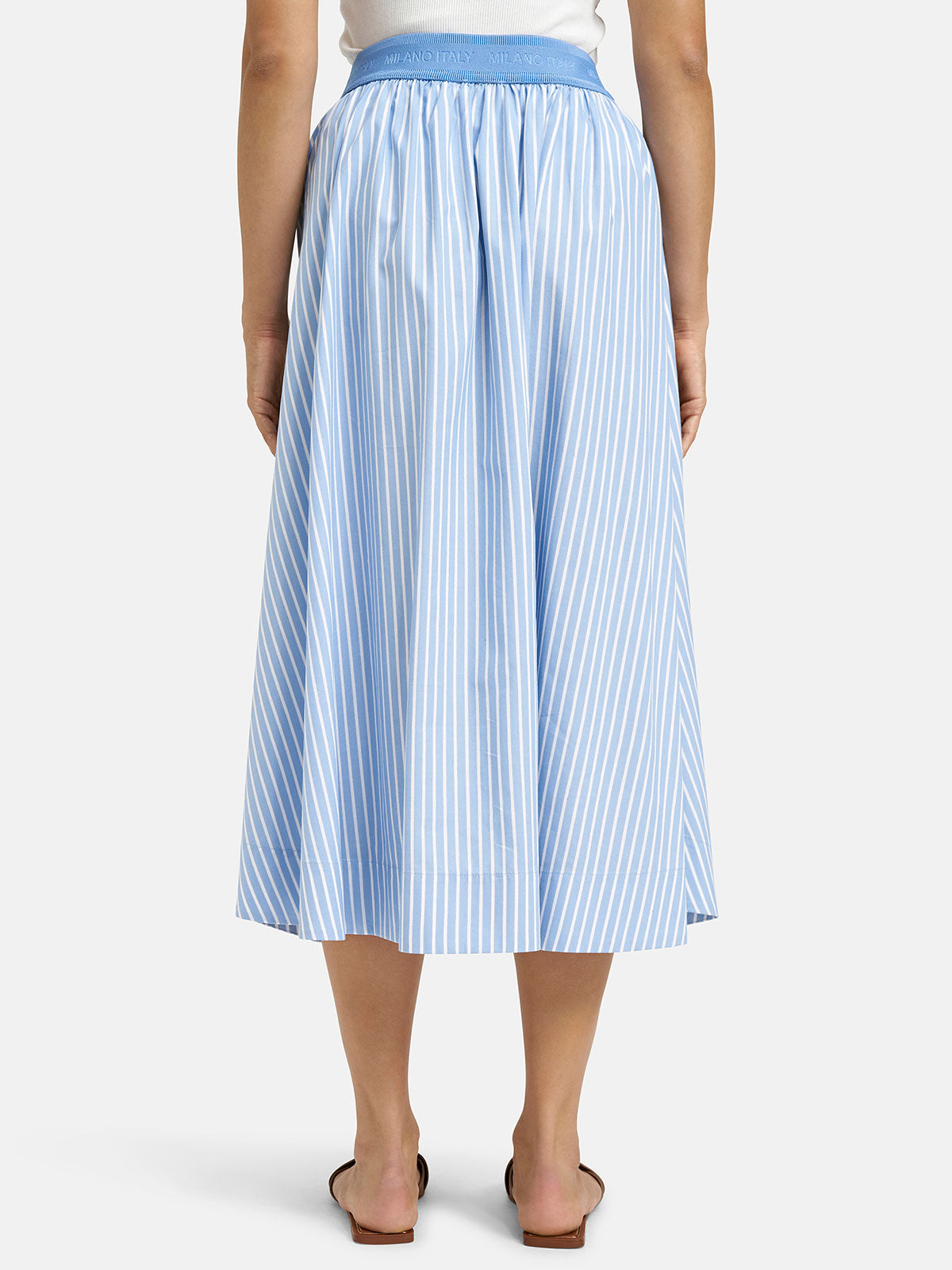 Milano Midi Skirt in Cornflower Blue Stripe