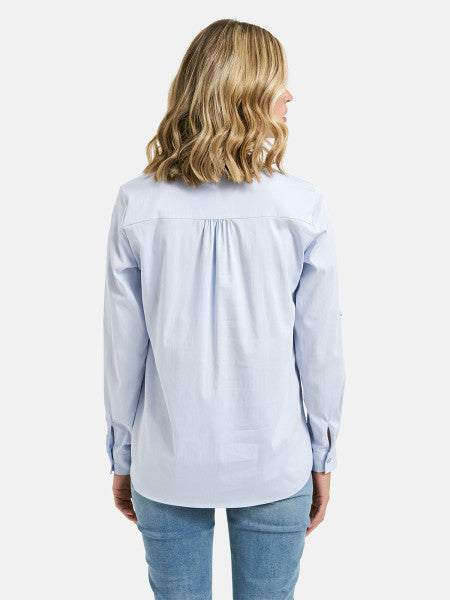 Neck Panel Blouse in Sky Blue