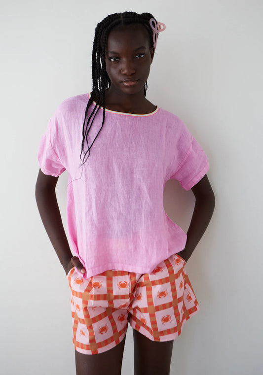 Dr Bloom Flake Linen Blouse in Rosa
