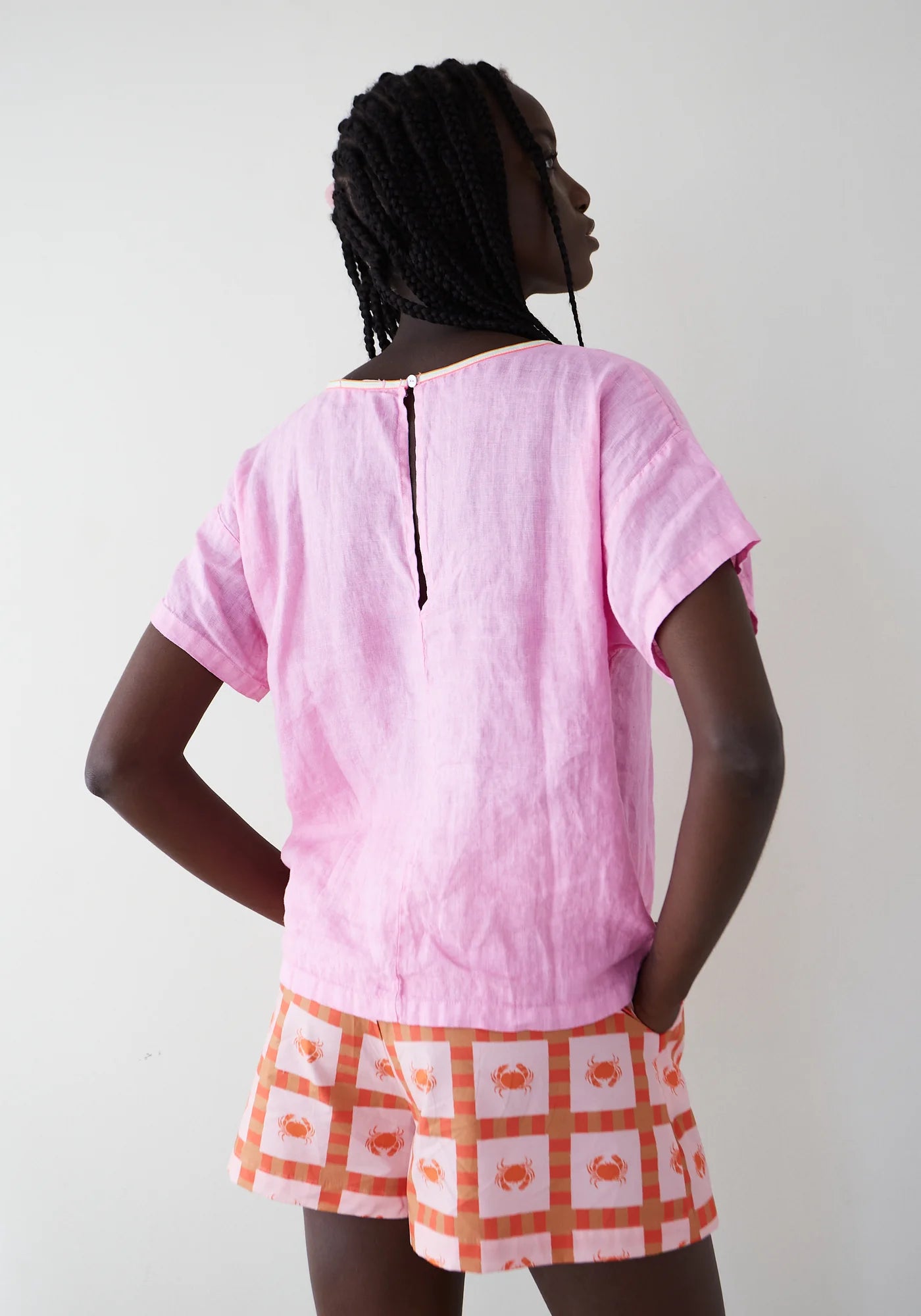 Dr Bloom Flake Linen Blouse in Rosa