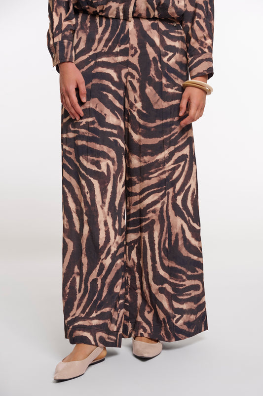 Rino & Pelle Darja Wide Length Trousers in Brown Zebra