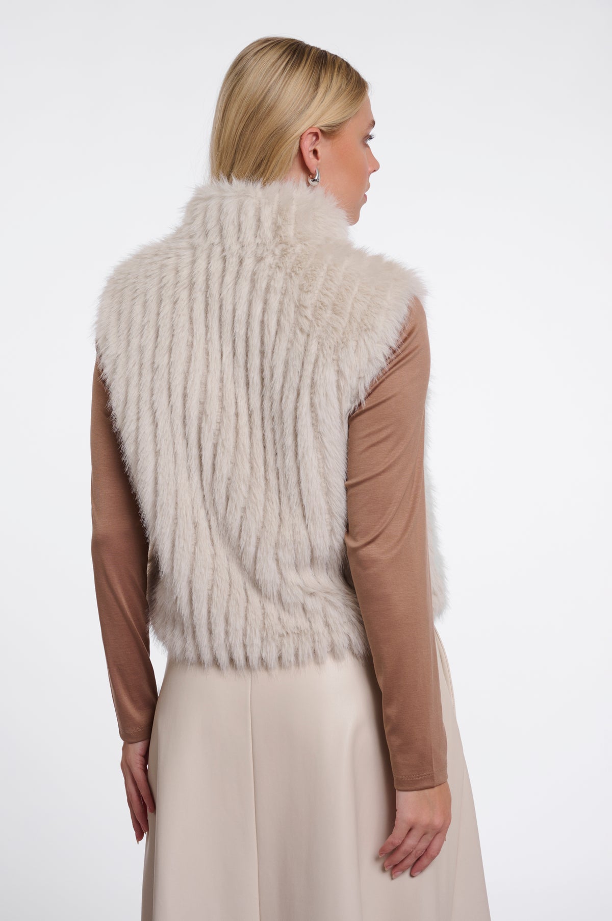 Rino & Pelle Dava Faux Fur Waistcoat in Birch