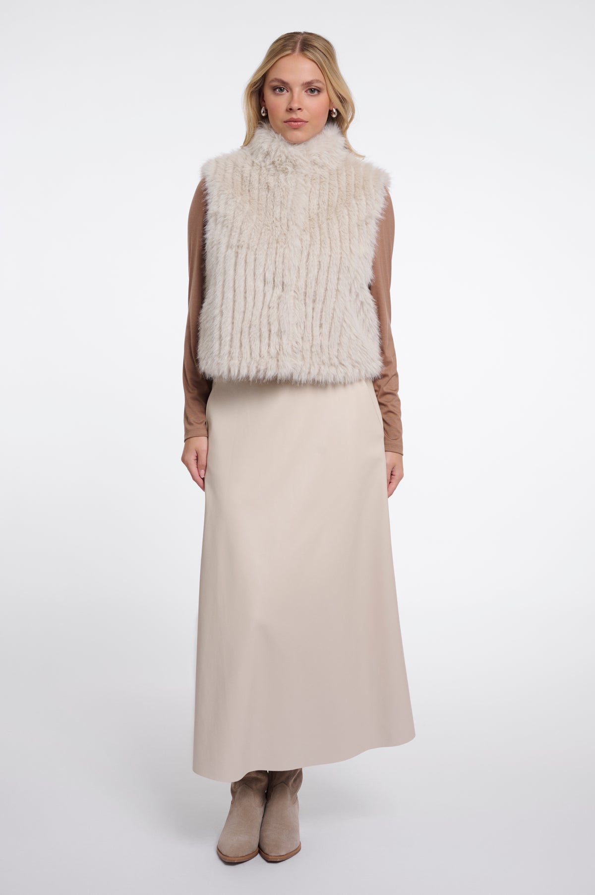 Rino & Pelle Dava Faux Fur Waistcoat in Birch