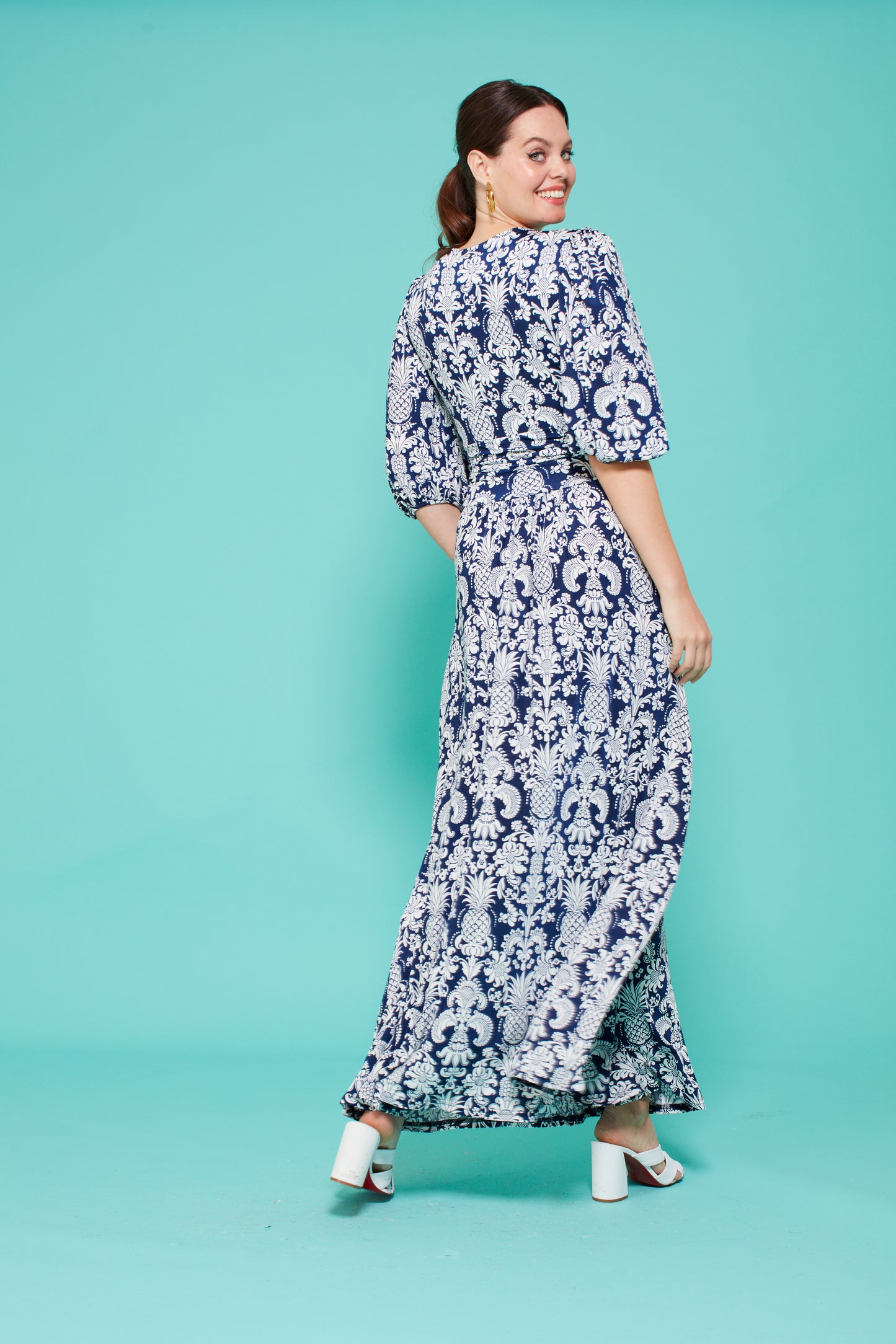 Deborah Maxi Dress in Pina Navy