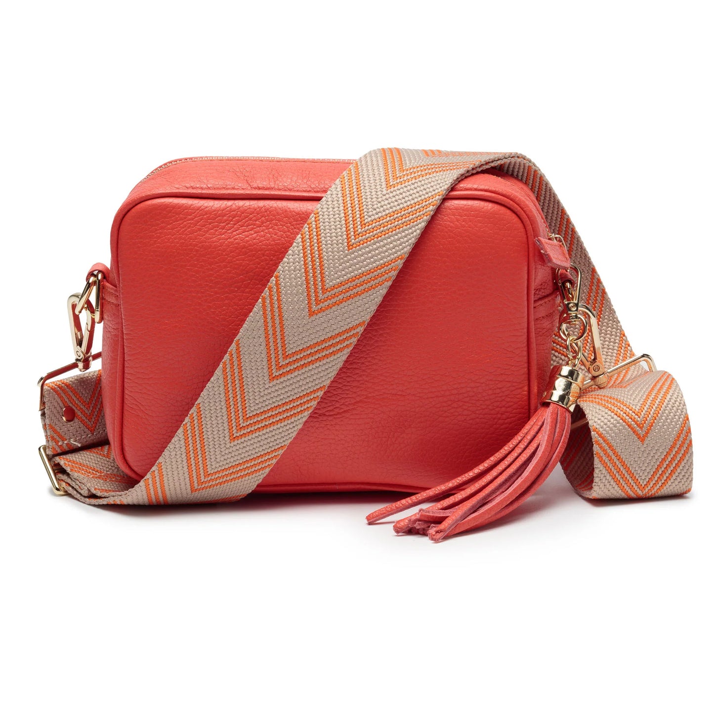 Elie Beaumont Wide Bag Strap in Tangerine Chevron