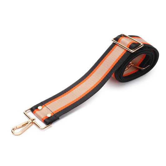 Elie Beaumont Wide Bag Strap in Orange Black