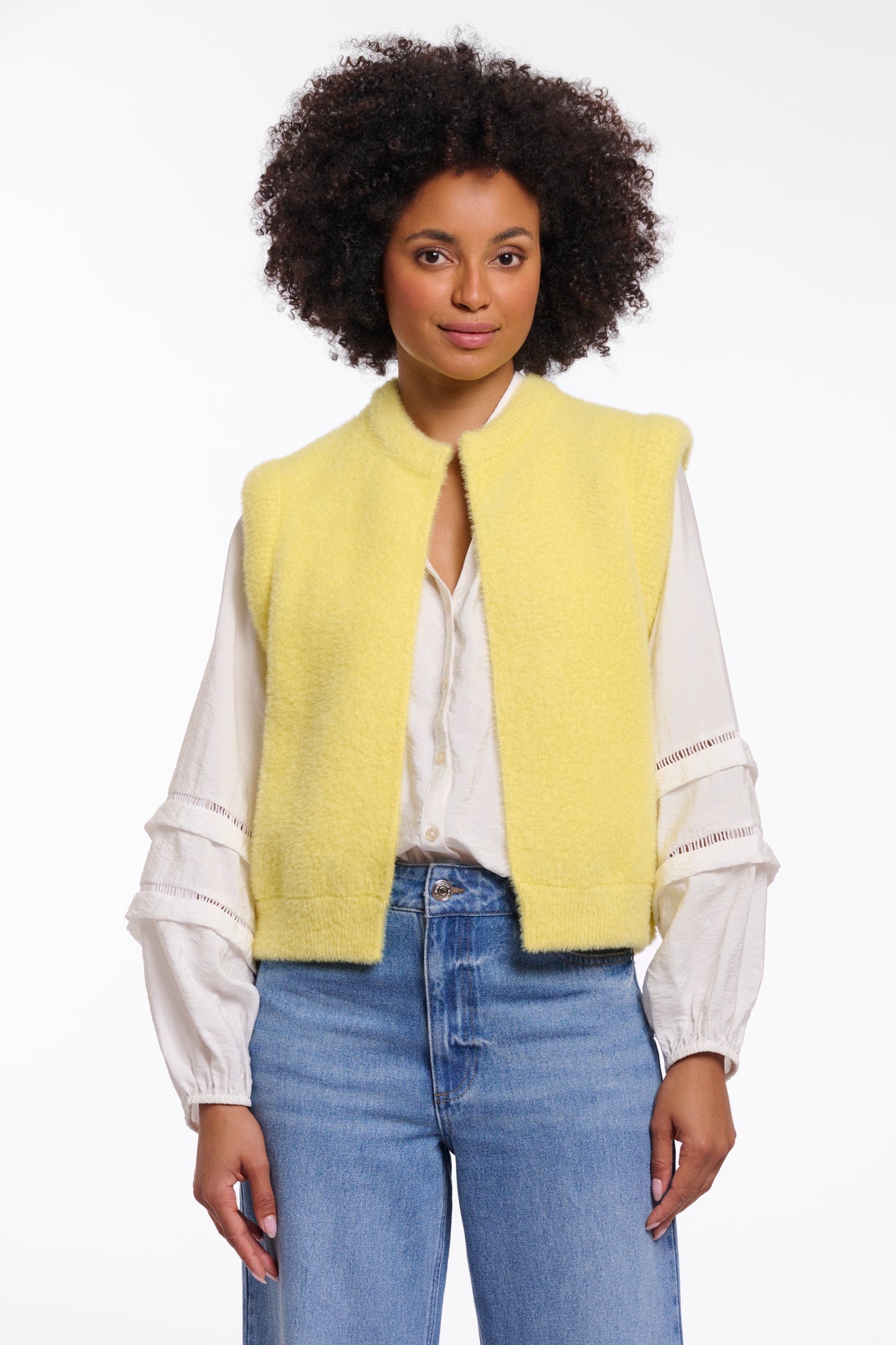 Rino & Pelle Elona Fluffy Waistcoat in Breezy Lime