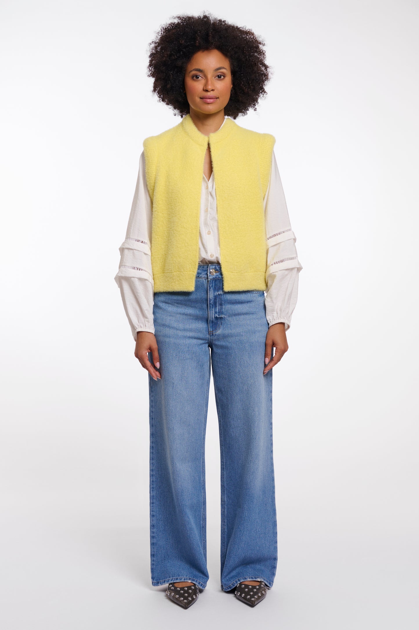 Rino & Pelle Elona Fluffy Waistcoat in Breezy Lime