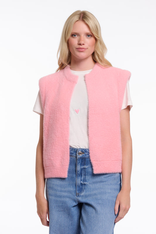 Rino & Pelle Elona Fluffy Waistcoat in Cotton candy