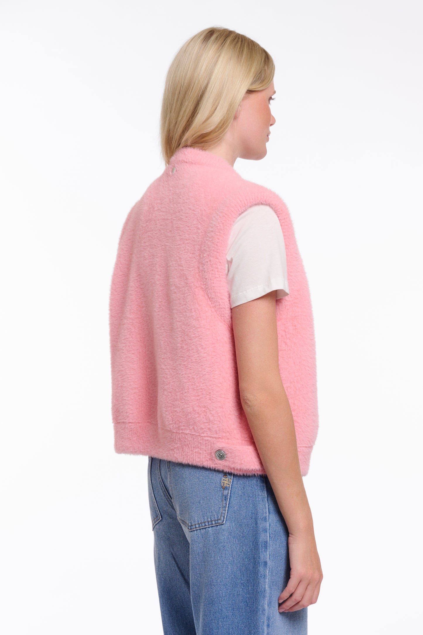 Rino & Pelle Elona Fluffy Waistcoat in Cotton candy