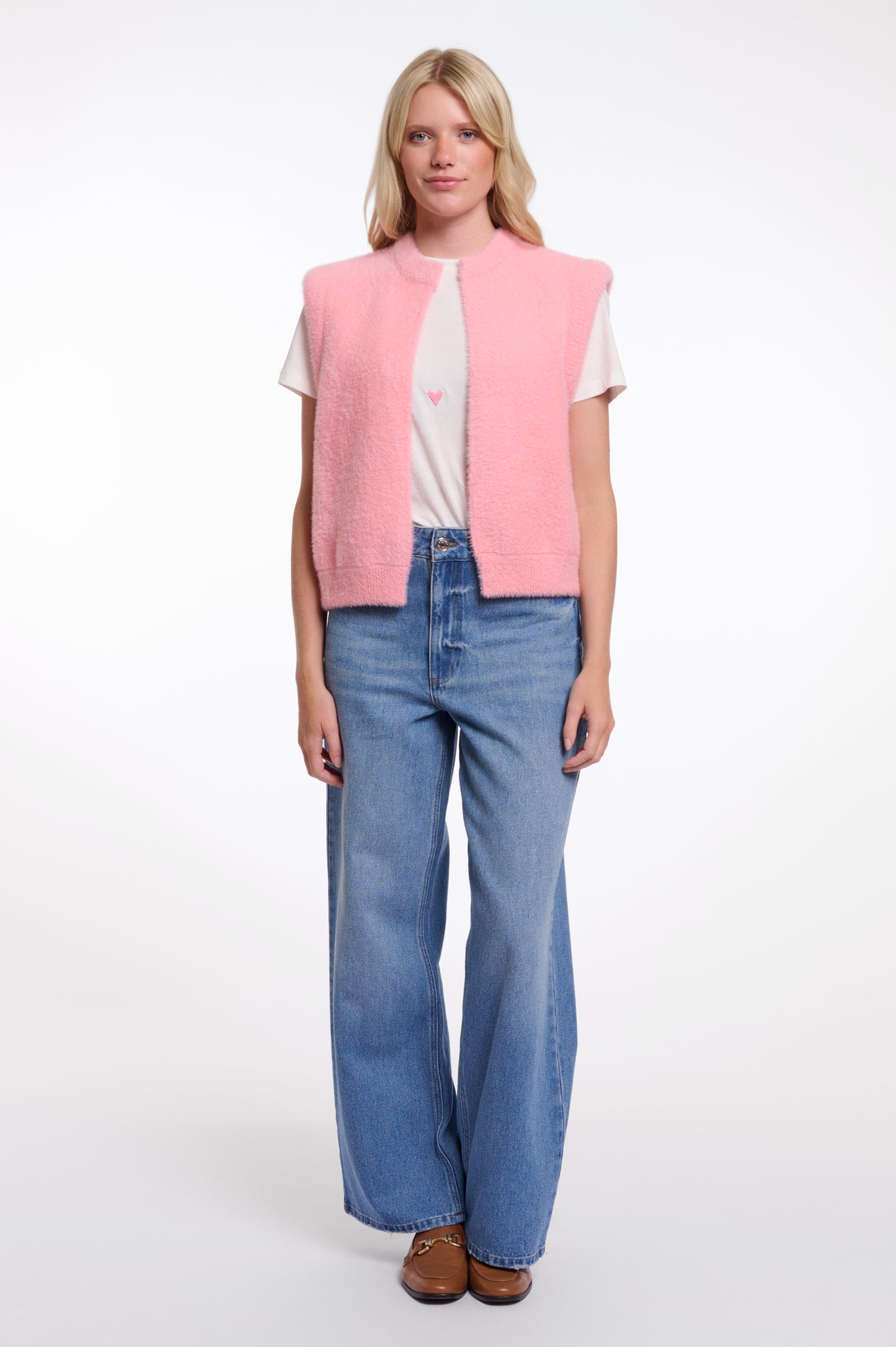 Rino & Pelle Elona Fluffy Waistcoat in Cotton candy