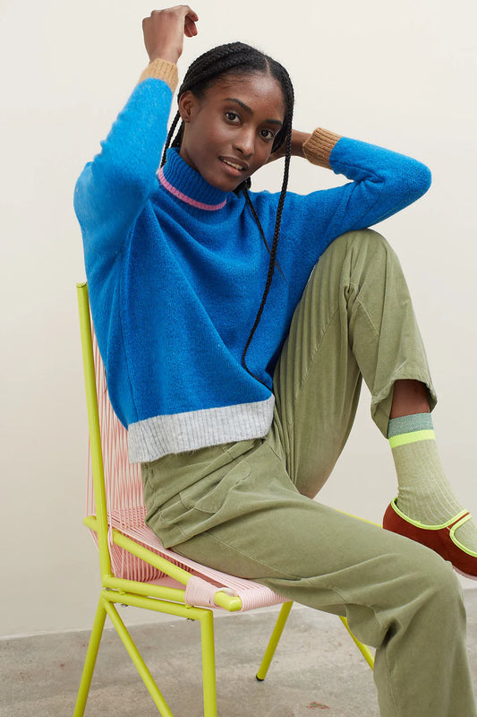 Prince High-neck Jumper in Blue