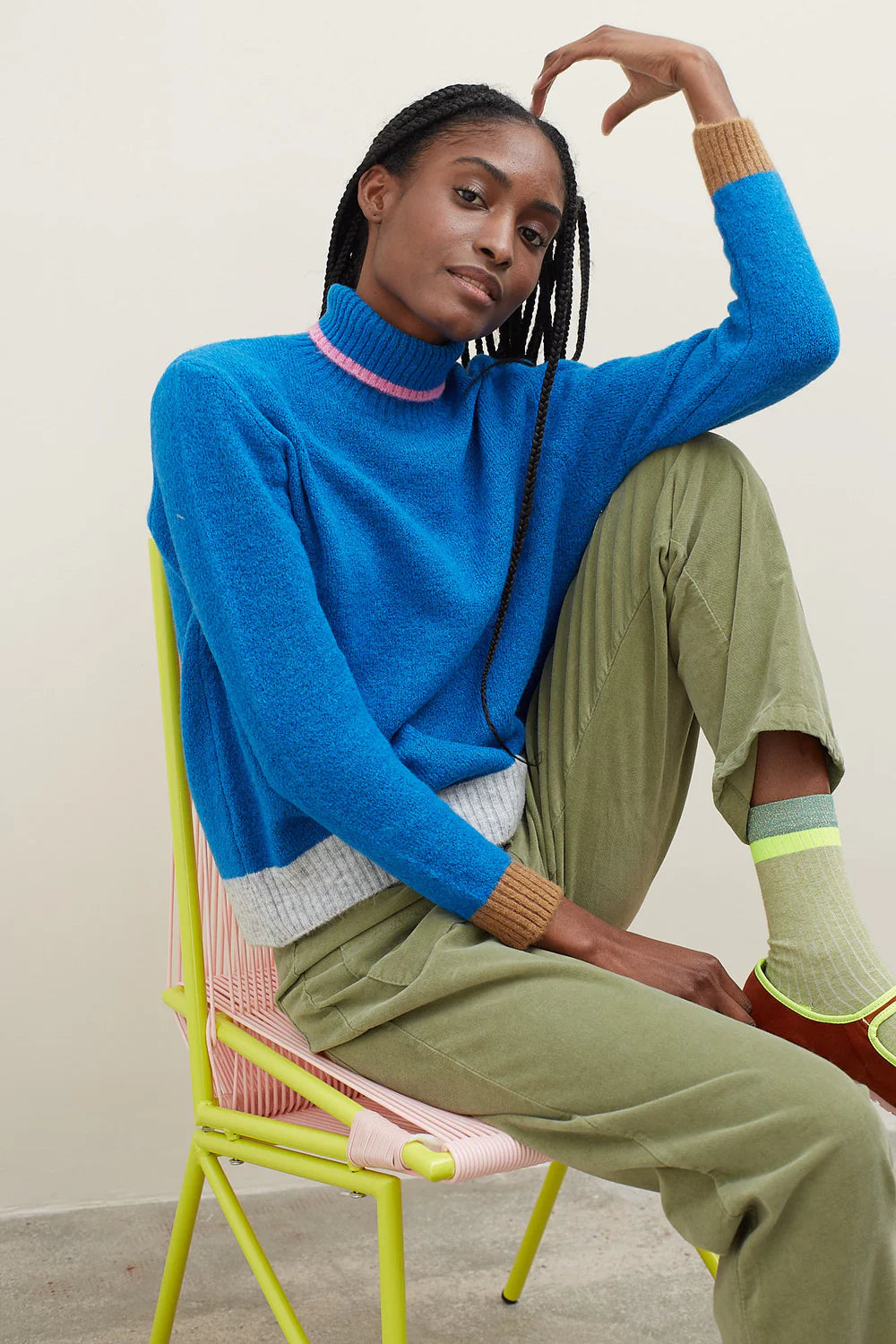 Prince High-neck Jumper in Blue