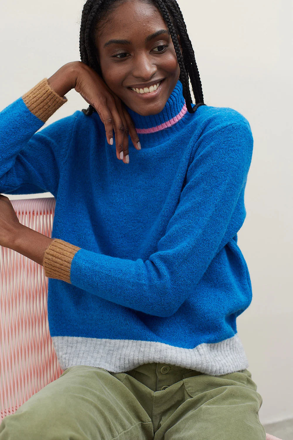 Prince High-neck Jumper in Blue