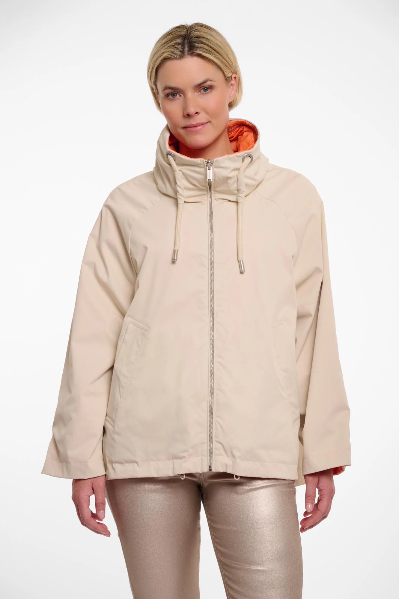Rino & Pelle Flossy Reversible Parker in Birch/Flash Orange