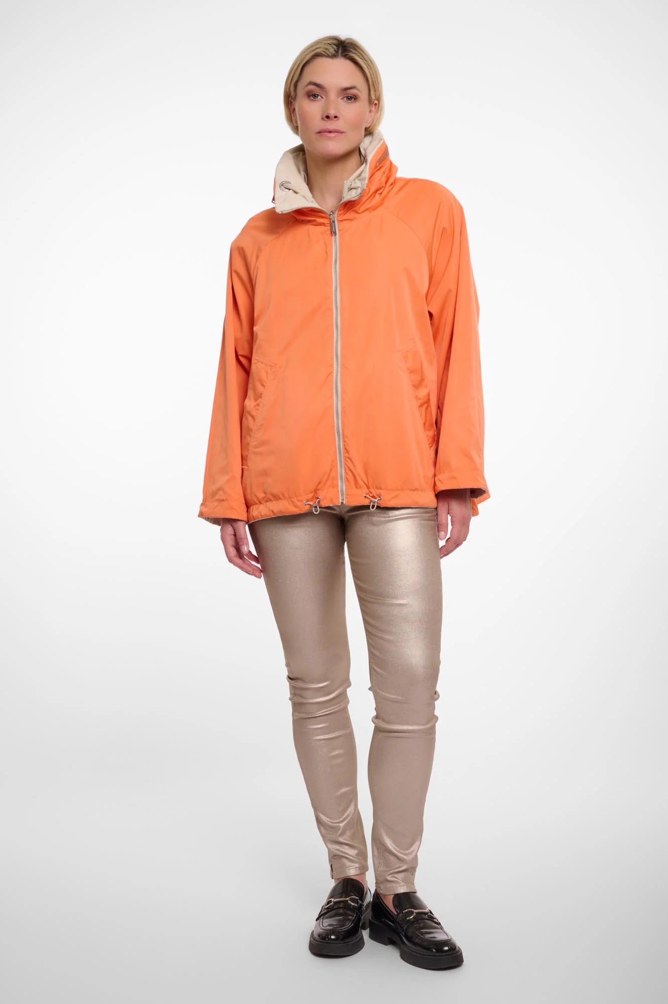 Rino & Pelle Flossy Reversible Parker in Birch/Flash Orange