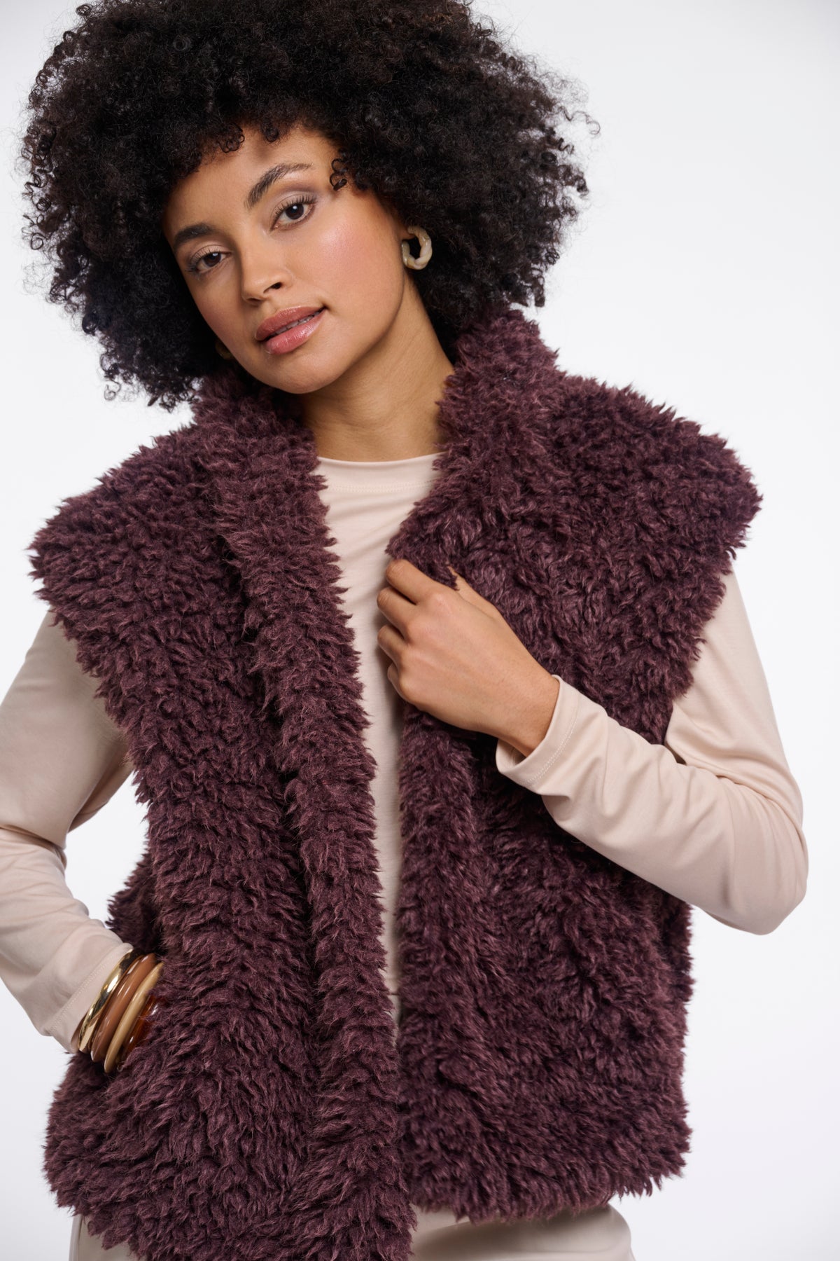 Rino & Pelle Freya Teddy Waistcoat in Chocolate Bean