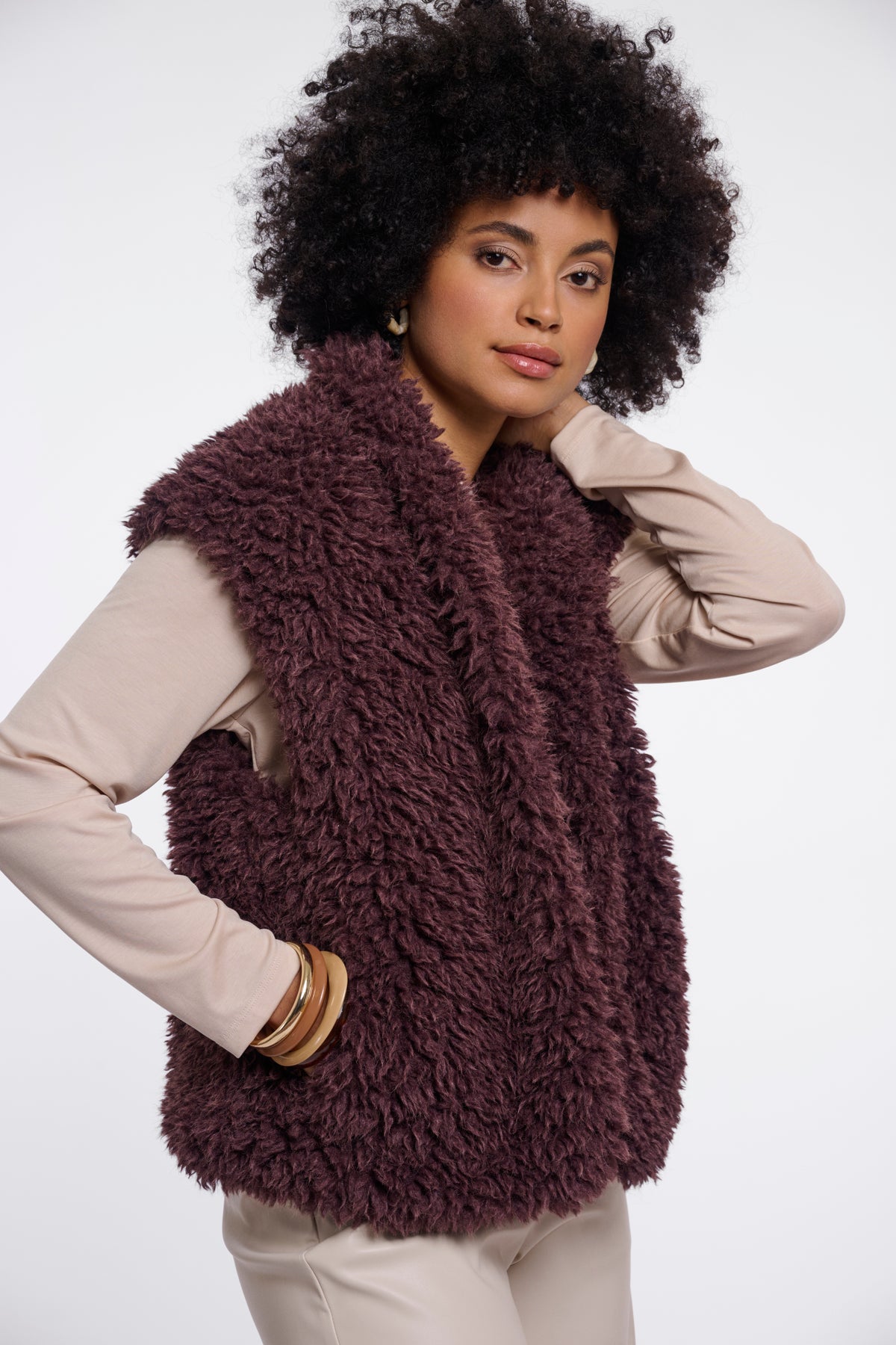 Rino & Pelle Freya Teddy Waistcoat in Chocolate Bean