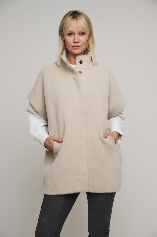 Helen Short Sleeve Cape in Stone