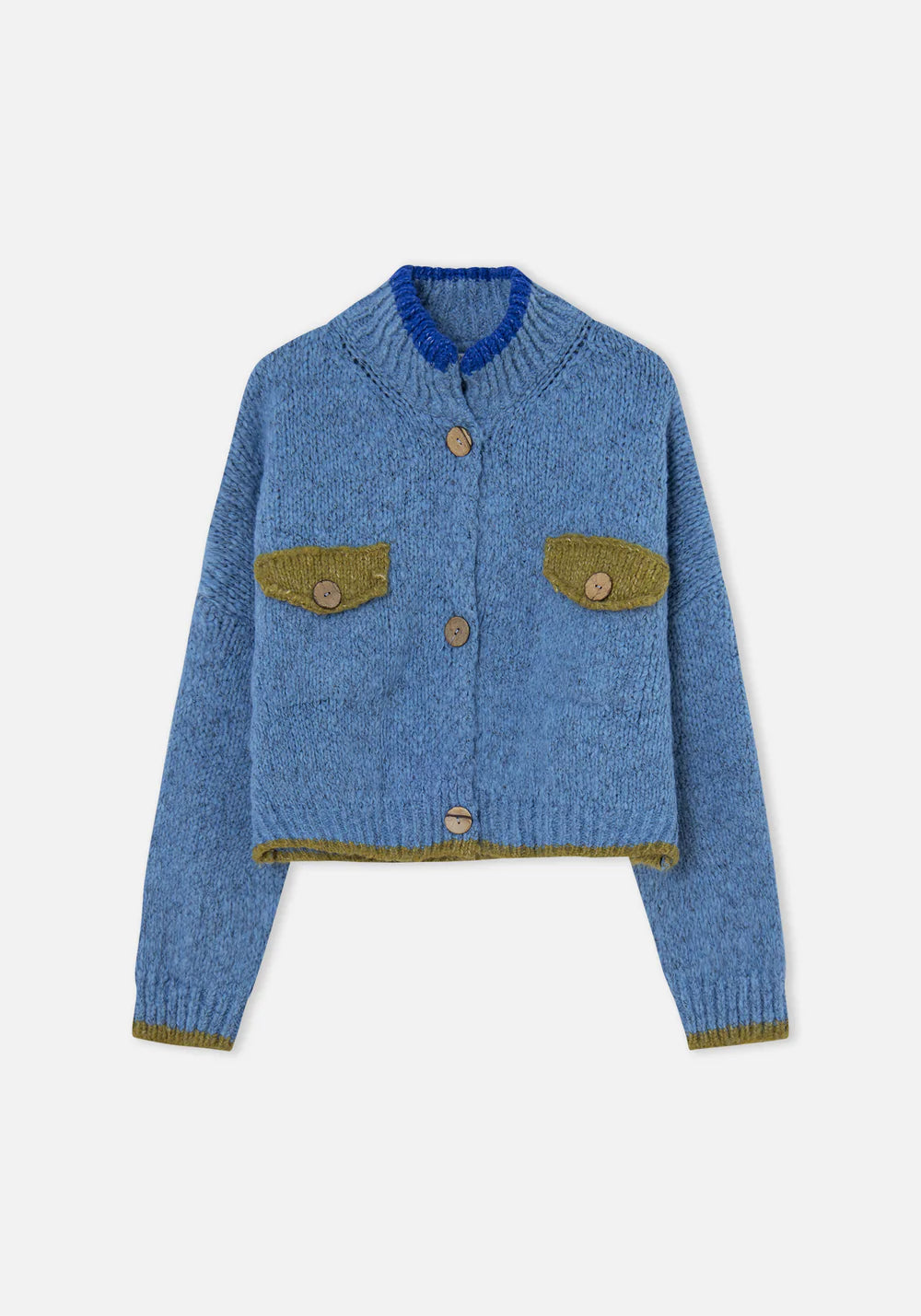 Ding-Ding Short Knit Cardigan in Blue