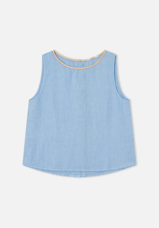 Dr Bloom Linen Blouse in Blue
