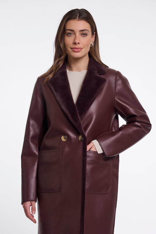 Rino & Pelle Reversible Double Breasted Coat in Fudge