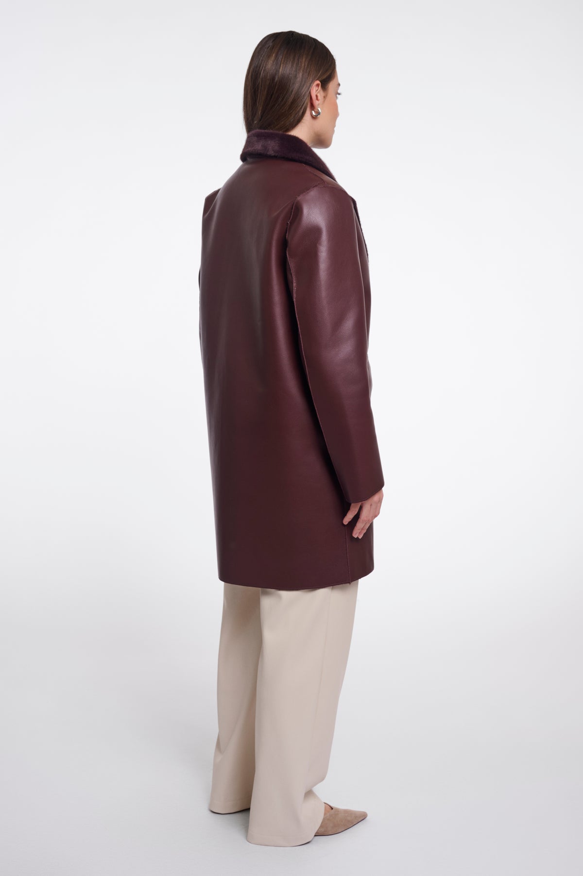 Rino & Pelle Reversible Double Breasted Coat in Fudge