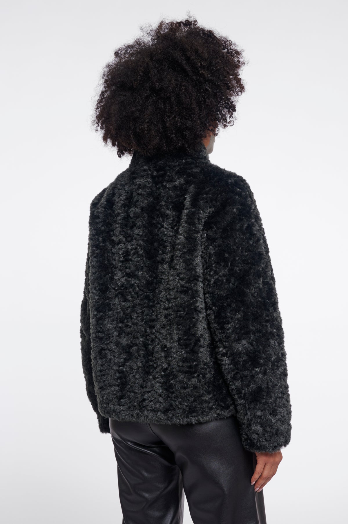Rino & Pelle Kion High Neck Teddy Jacket in Urban Teal