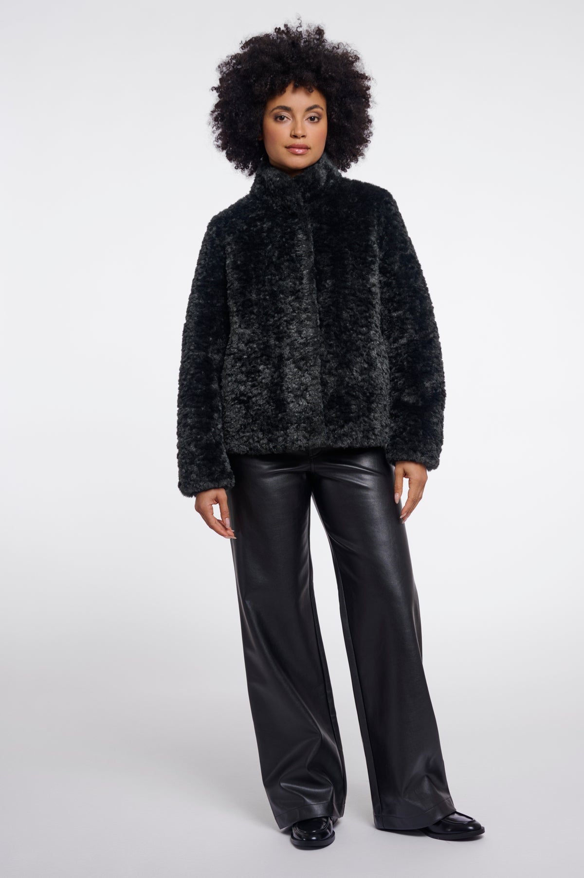 Rino & Pelle Kion High Neck Teddy Jacket in Urban Teal