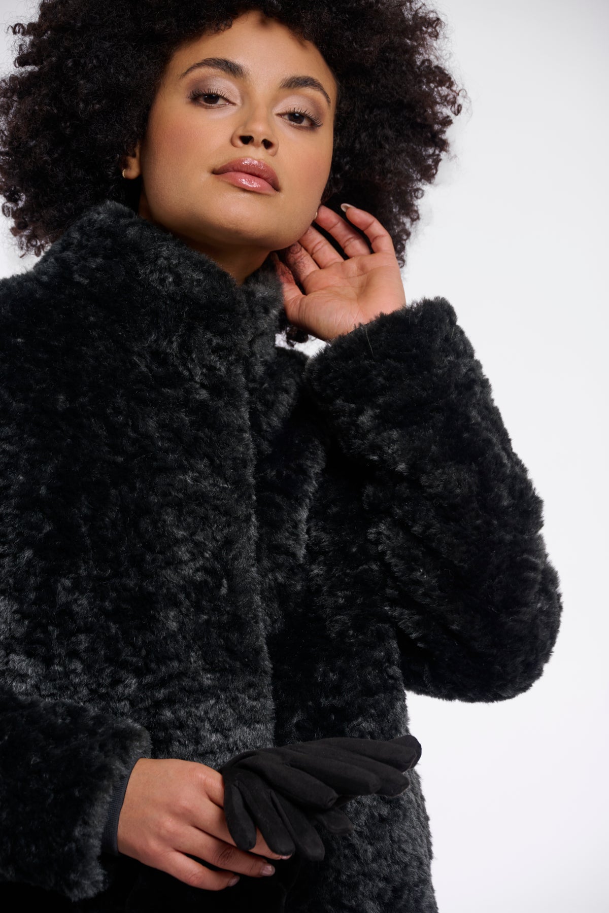 Rino & Pelle Kion High Neck Teddy Jacket in Urban Teal