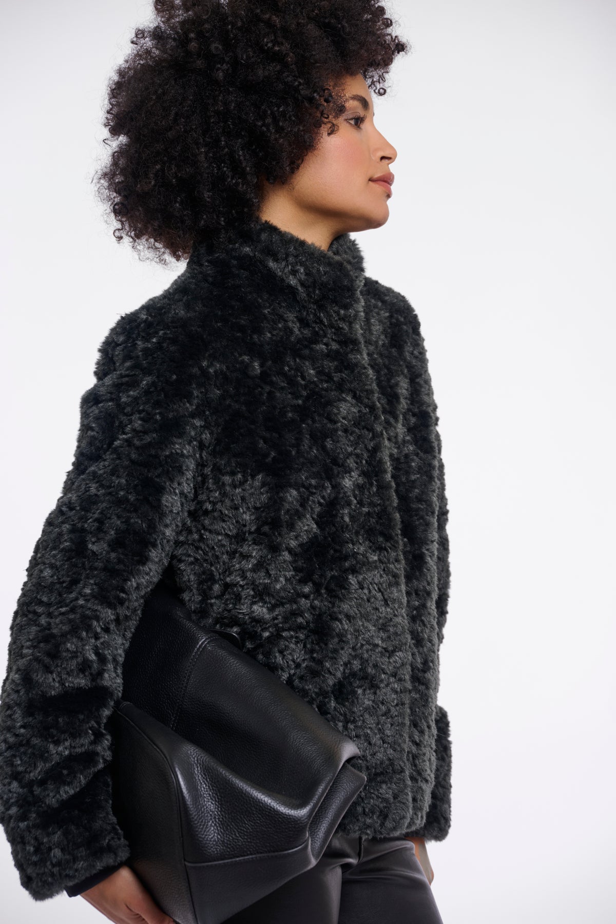 Rino & Pelle Kion High Neck Teddy Jacket in Urban Teal