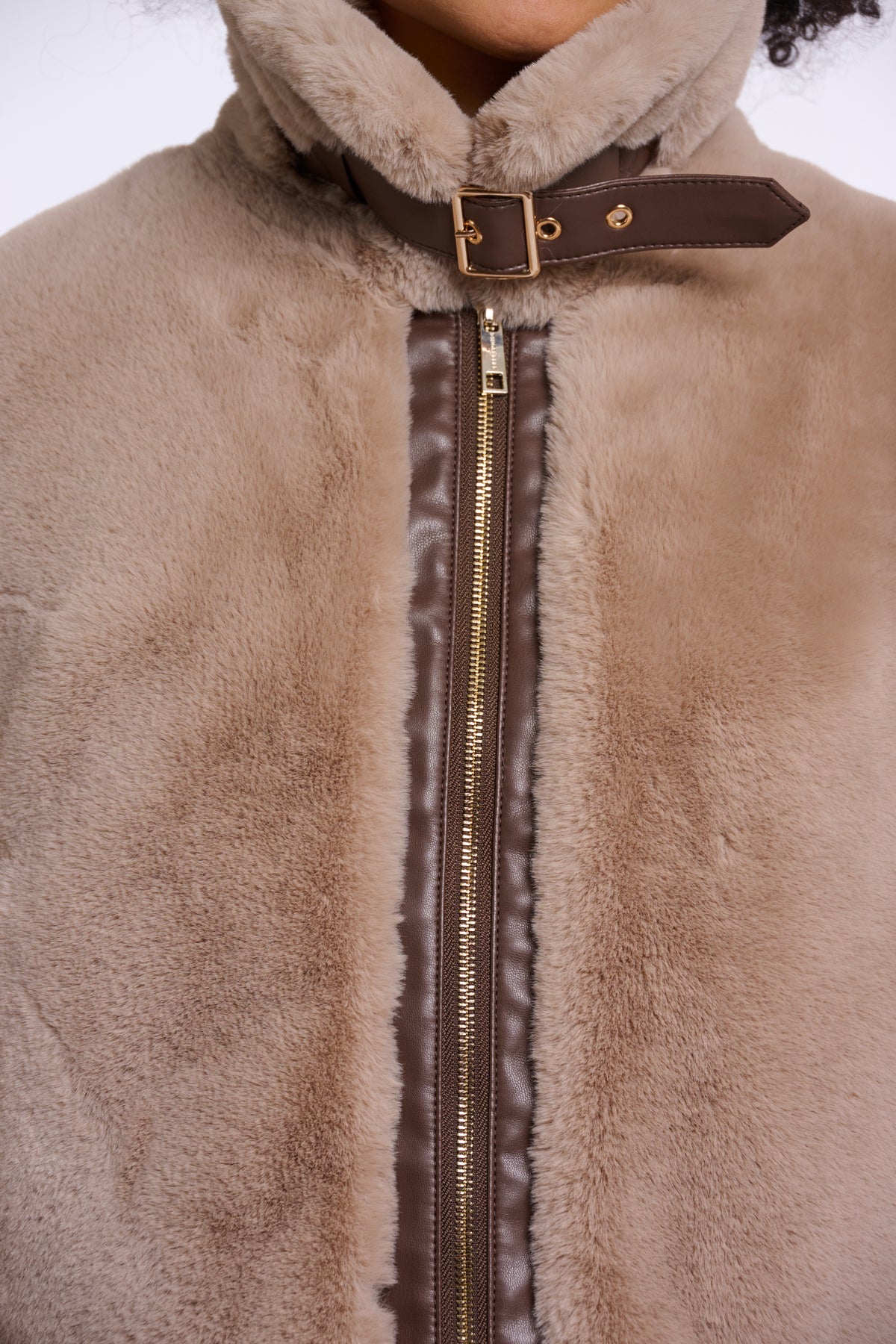 Rino & Pelle Lambra Short Faux Fur Jacket in Oat