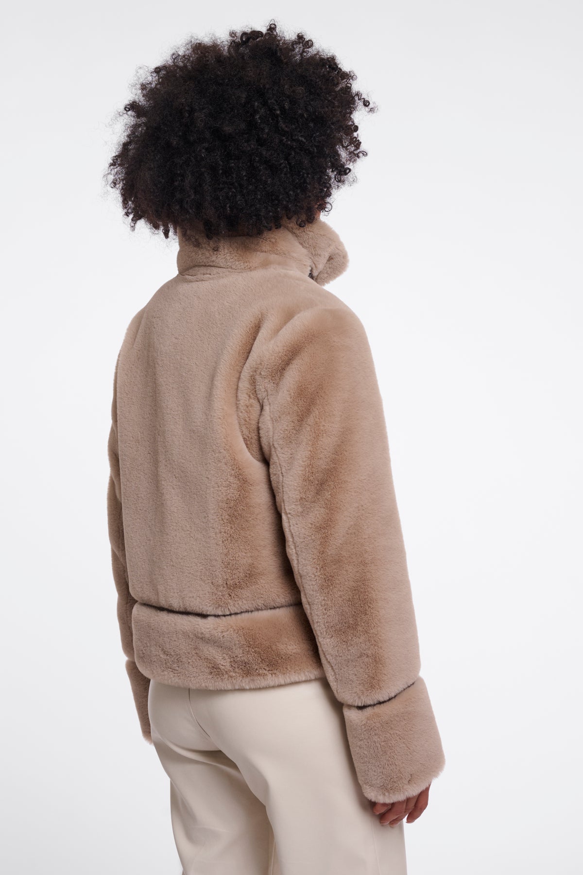 Rino & Pelle Lambra Short Faux Fur Jacket in Oat